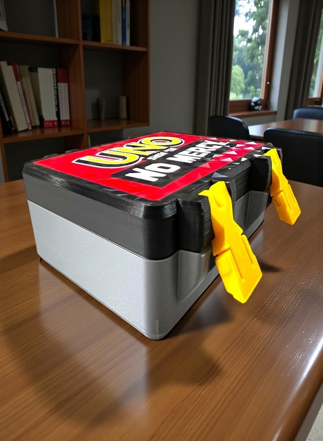 Sentosa Uno No Mercy Card Game Storage Box with Snap On Locks, Inner Tray, Multicolor, Durable (Gray Box + Original Card Deck) - Image 2